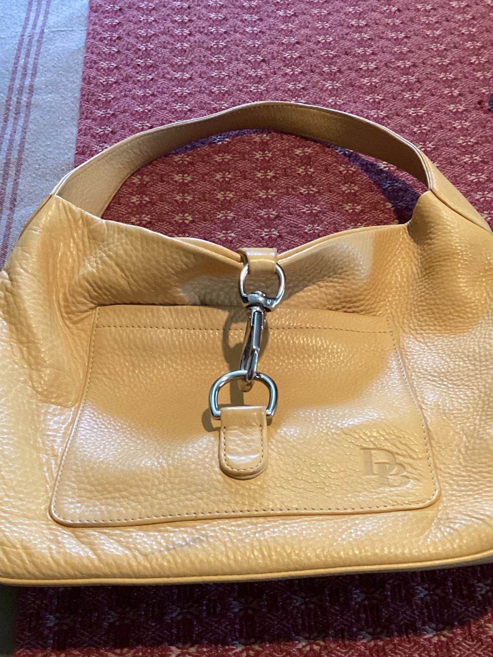 Dooney & Bourke Pebbled Gold/Yellow Leather Shoulder Bag with Silver Hardware